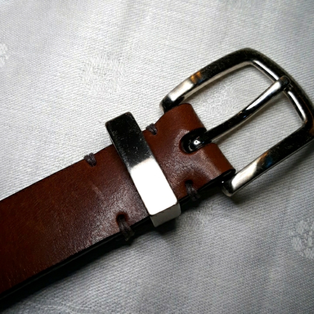 Essentials by Bosca mens brown leather belt. 36 inches long